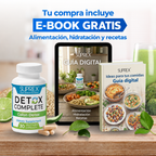 Guía digital incluida con Detox Complete: información sobre alimentación, hidratación y recetas